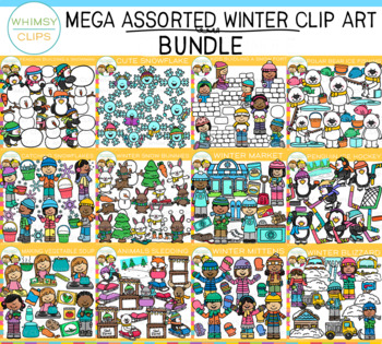 Preview of Winter Assorted Clip Art Bundle with Kids and Animals