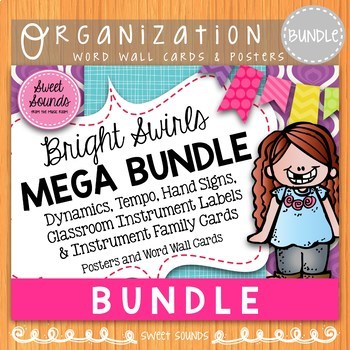 Preview of Music Decor Bundle - Dynamics, Tempo, Instrument Families, Solfege - Bright