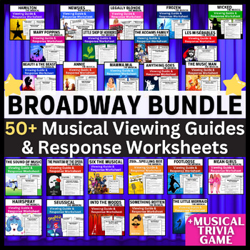 Preview of Mega Broadway Bundle → 50+ Musical Theatre Viewing Guides & Response Worksheets