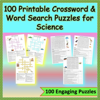 Preview of Mega Bundle: 100 Crossword & Word Search Puzzles for Science (Printables)
