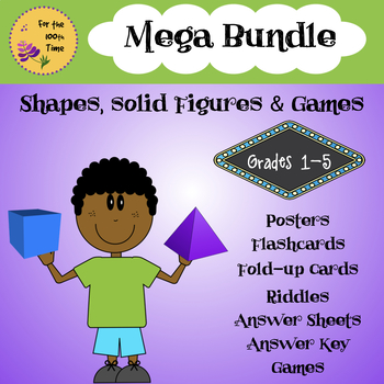 Preview of Mega Bundle-2D shapes & 3D solid figures: Games, riddles, posters, and more!