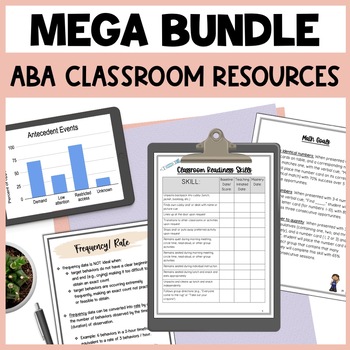 Preview of Mega Bundle ABA Data Sheets & Graphs, Assessments, Staff Training, & IEP Goals