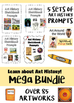 Preview of Mega Bundle:  Art History Sketchbook Prompts-  84 Cards