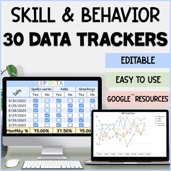 Preview of Digital IEP Data Collection Sheets & Behavior Data Tracking Sheets Editable