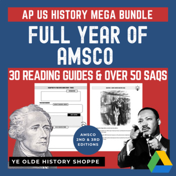 Preview of Digital or Print: Full Year of AMSCO APUSH 30 Reading Guides + 50 SAQs