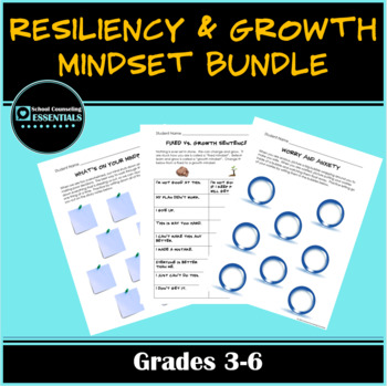 Preview of Mega Bundle 20 "Growth Mindset & Resiliency" Classroom Worksheets for grades 3-6