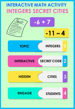 Preview of Bundle: Interactive Integers Secret Cities Mystery Games (Digital & Printable)