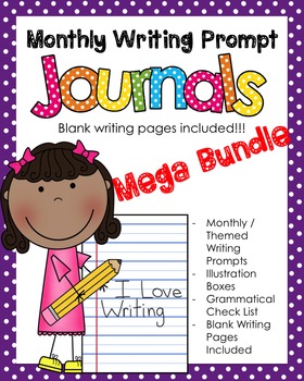Preview of Mega Bundle NO PREP Journal Prompts - ALL YEAR