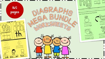 Preview of Mega Bundle Printable Diagraphs Worksheets Set for Elementary