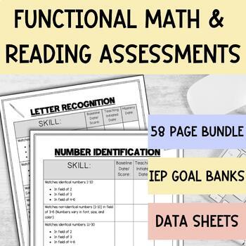 Preview of Bundle Reading & Math Skill Assessments & IEP Goal Banks - Data Tracking Sheets