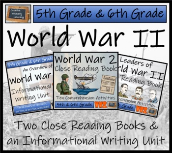 Preview of World War II Close Reading Book & Writing Bundle | 5th Grade & 6th Grade