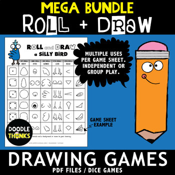 Preview of MEGA BUNDLE Roll and Draw Games NO PREP Dice Games | Drawing Activities