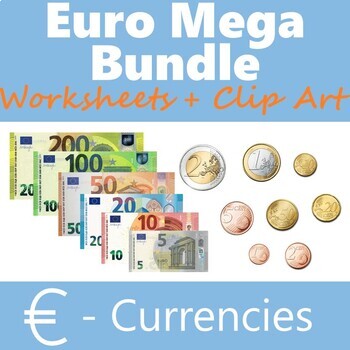 Preview of Mega Euro Bundle (Worksheets and Clip Art) - NEW BANKNOTES