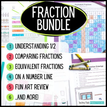 Preview of Fractions Unit - Worksheets, Activities for Equivalent, On a Number Line, More