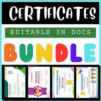 Preview of Mega Graduation Award Certificates Docs Bundle | Editable Google Docs Template