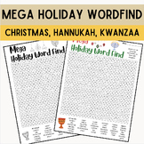 Mega Holiday Printable Word find | Christmas, Hannukah and