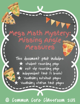 Preview of Mega Math Mystery: Missing Angle Measures **BUNDLE** 4.MD.5