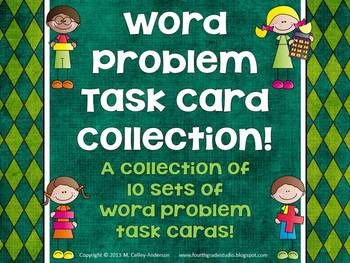 Preview of Mega Math Word Problem Task Card Bundle: Grades 3-5