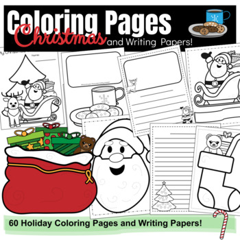 Preview of Mega Pack of Coloring Pages and Writing Papers / Holiday and Christmas Coloring