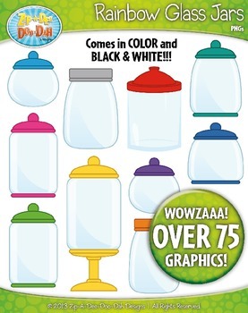Preview of Rainbow Empty Glass Jars Mega Bundle Clipart {Zip-A-Dee-Doo-Dah Designs}
