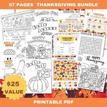 Preview of Mega Thanksgiving Games, Crafts, and Coloring Bundle PDF Download