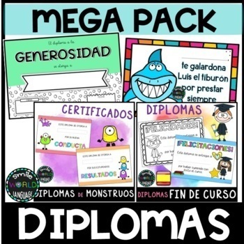 Preview of Mega pack diplomas español certificados fin de curso Big bundle Spanish