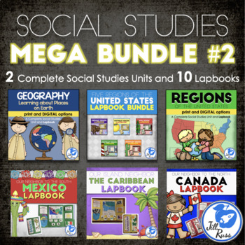 Preview of MegaBundle #2: Geography, Regions Lapbooks and More for 3rd grade Social Studies