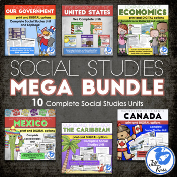 Preview of MegaBundle: Regions, Economics, Government & More for 3rd grade Social Studies