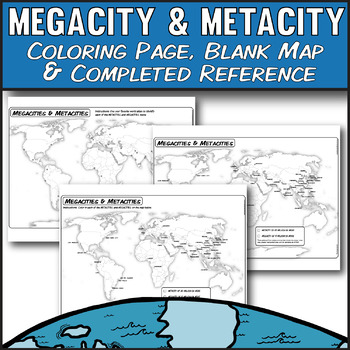 Preview of Megacity & Metacity **Coloring Map Series** AP Human Geography
