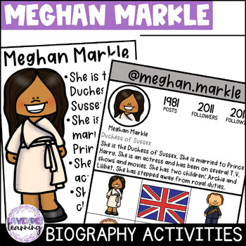 Preview of Meghan Markle, Duchess of Sussex Biography Activities, Report, and Flip Book