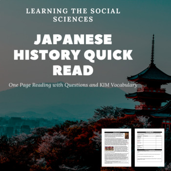 Preview of Meiji Restoration Quick Read: 1 Page Reading with Questions and Vocabulary