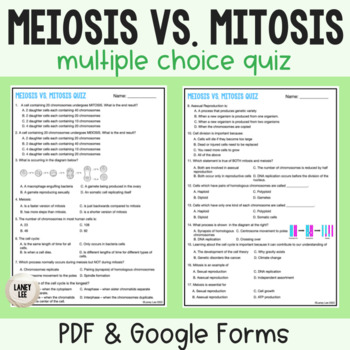 Preview of Meiosis vs. Mitosis Quiz