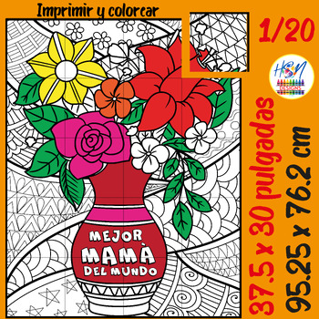 Preview of Mejor Mama del Mundo Póster Colaborativo para Colorear/ Mother Day Poster Art
