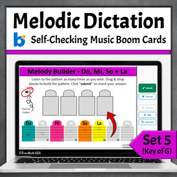 Preview of Online Music Games Melodic Dictation Boom Cards Key of G - Do Mi So La
