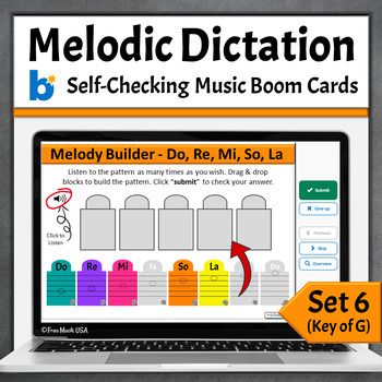 Preview of Melodic Dictation Online Ear Training Music Boom Cards Key of G - Pentatonic