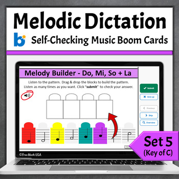 Preview of Online Music Game Melodic Dictation Boom Cards Key of C - Do Mi So La