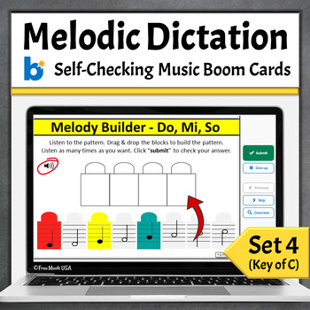 Preview of Melodic Dictation Practice Music Boom Cards Key of C - Do Mi So