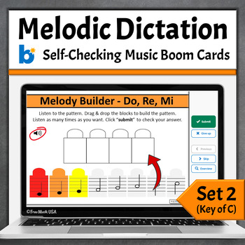 Preview of Elementary Music Games Melodic Dictation Boom Cards Key of C - Do Re Mi