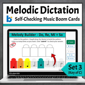 Preview of Melodic Dictation Online Game Music Boom Cards Key of C - Do Re Mi So