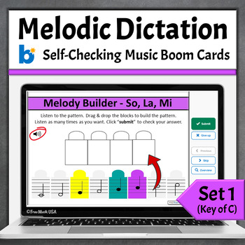 Preview of Elementary Music Games Melodic Dictation Boom Cards Key of C - So La Mi