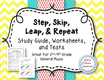 Preview of Mel. Direction: Step, Skip, Leap, & Repeat - Study Guide, Worksheets, & Tests