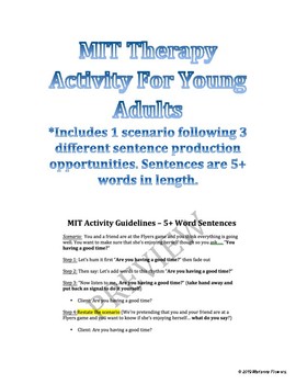 Preview of Melodic Intonation Therapy (MIT) Activity Plans For Adults (5-Word Sentences)