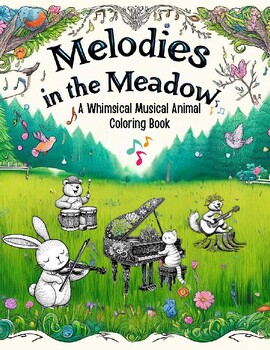 Preview of Melodies in the Meadow:  A Whimsical Musical Animal Coloring Book