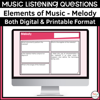 Preview of Melody Elements of Music Listening Questions for Song Analysis & Assessment