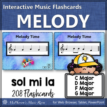 Preview of Solfege | Melody Flashcards Sol Mi La Interactive Music Flash Cards