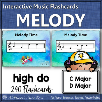 Preview of Solfege | Melody Flashcards High Do Interactive Music Flash Cards