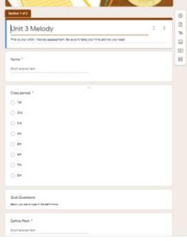 Preview of Melody Test using google forms
