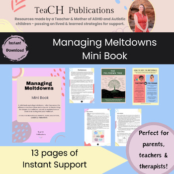 Preview of Managing Meltdowns Mini Book - Behaviour &- Emotion Support - ADHD and Autism