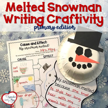 Preview of Melted Snowman Cause and Effect Writing Craftivity, bulletin board kit (primary)