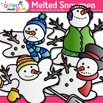 Melted Snowmen Clipart: Frosty the Snowman Winter Graphics | TPT